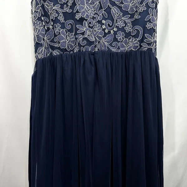 Candalite Plus Size 2X Formal Dress Navy Blue Floral Lace Tulle Prom Party‎ 760 - Image 3