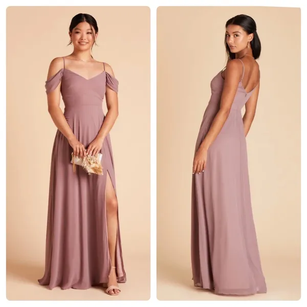 Birdy Grey Devin Convertible Chiffon Maxi Bridesmaid Dress‎ Dark Mauve Sz M NEW - Image 2