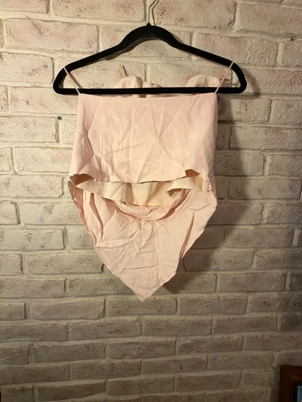 Zara Satin Effect Scarf Top Light Pink Size Large - Image 3
