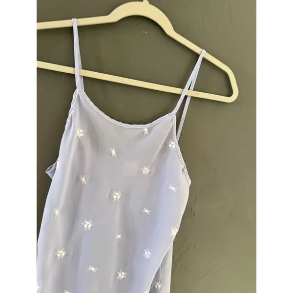 Gilligan & O'Malley Vintage Lavender Sheer Floral Embroidered Chemise Nightgown‎ - Image 4