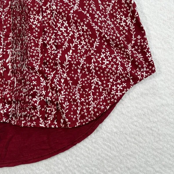 Dolan Anthropologie Tank Top Women's Large Wine Floral Solid Back Pleated Front - Image 4