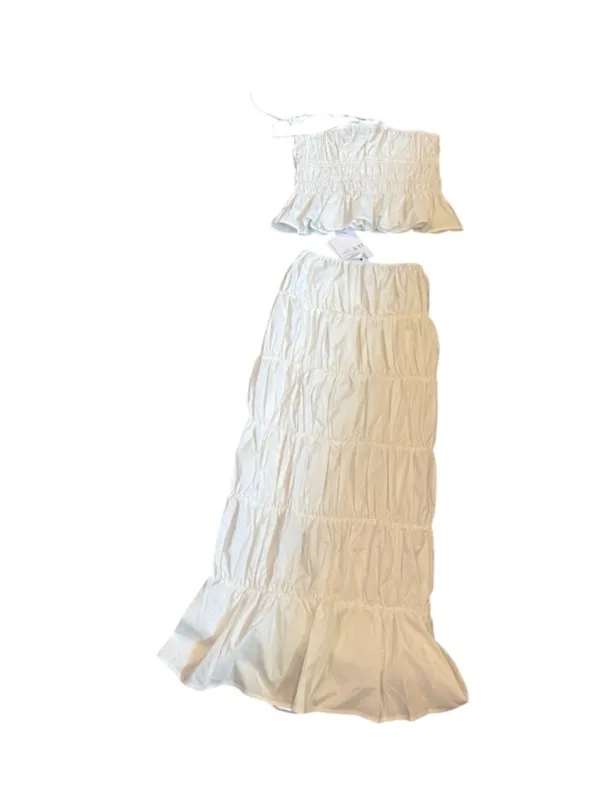 Women's LEAU White Reverie Ruffle Two Piece Skirt Set M - Image 4
