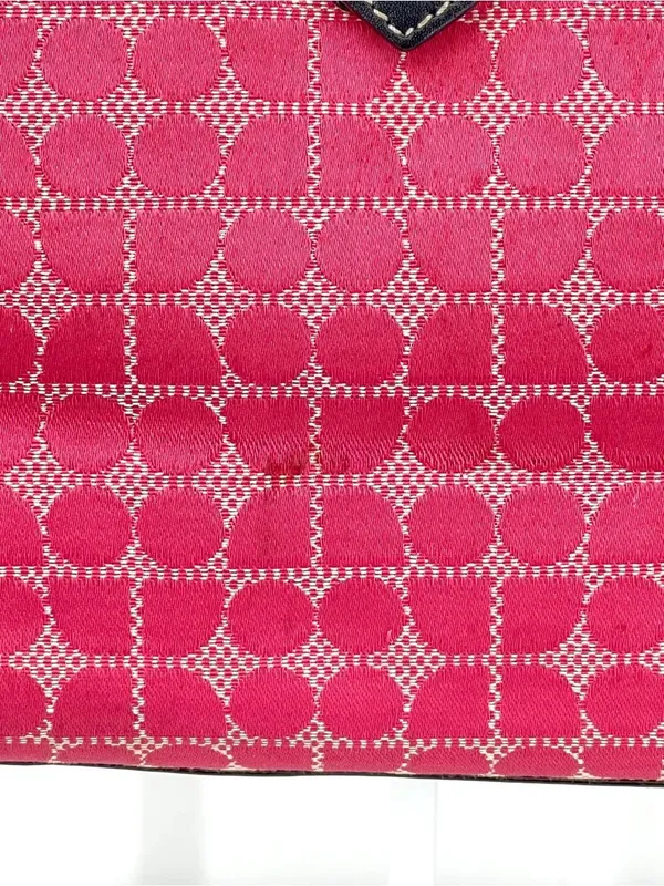 Vintage Y2K Kate Spade Noel Dot Pink Jacquard Black Leather Tote Shoulder Bag - Image 8