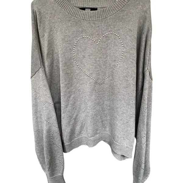 NWT Madden NYC Women's Sweater with Heart Detail - Gray - Image 2