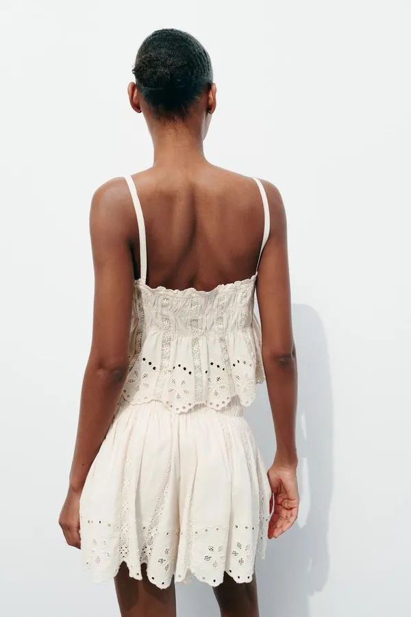 ZARA NWT Ecru EMBROIDERED STRAPPY TOP. Size XL - Image 11
