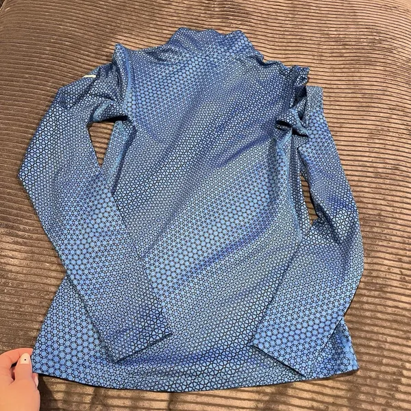 Nike Pro Dri Fit 1/2 Zip Pull over Women's Medium Blue Geo Print Running Walking - Image 8