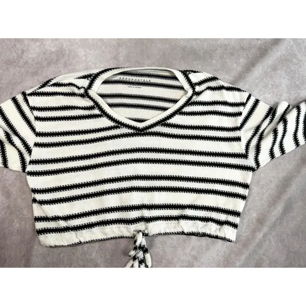 Aeropostale Striped Crop Top‎ Long Sleeve Drawstring Sweater Size S Preppy Y2K - Image 14