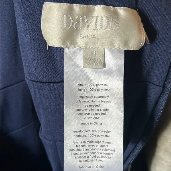 David’s Bridal Dark Blue Sequin V-Front & Back Long Dress 16 Spring‎ Wedding - Image 8