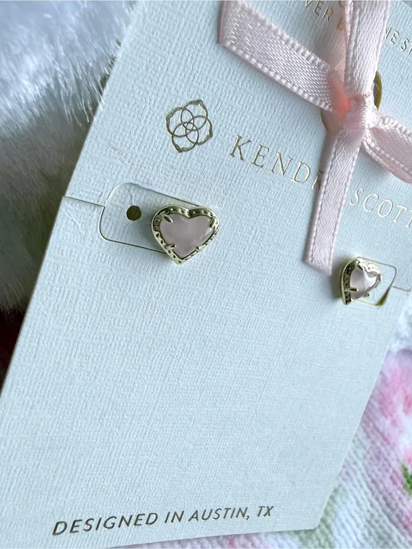 Kendra Scott Anna 14K Gold Over Brass Stud Earrings - Rose Quartz - Image 3