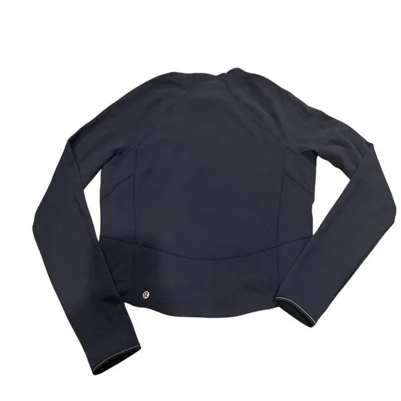 Lululemon Women's‎ 6 Hill And Valley Mock Neck Pullover Nocturnal Teal Crop - Image 3