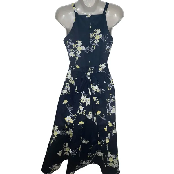 RACHEL Rachel Roy Womens Paulette Dress Fit‎ & Flare Navy Blue Floral Size 4 - Image 6