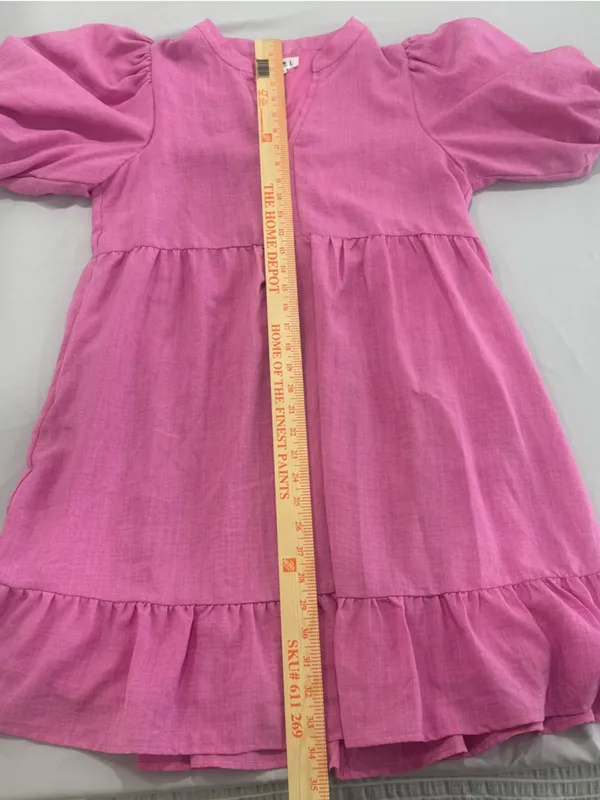 THML‎ Pink Puff Sleeve Dress Small - Image 5