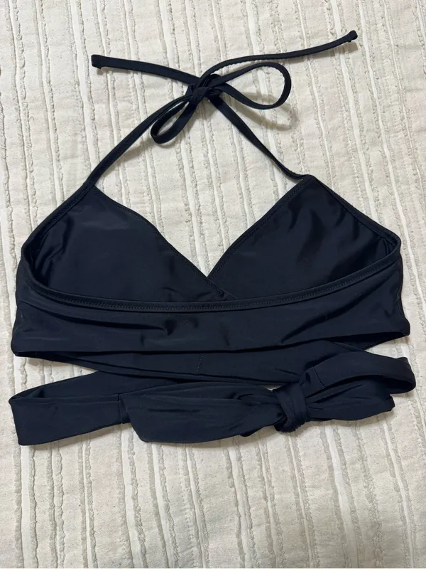 aerie Black Wrap Halter Bikini Top - Image 3