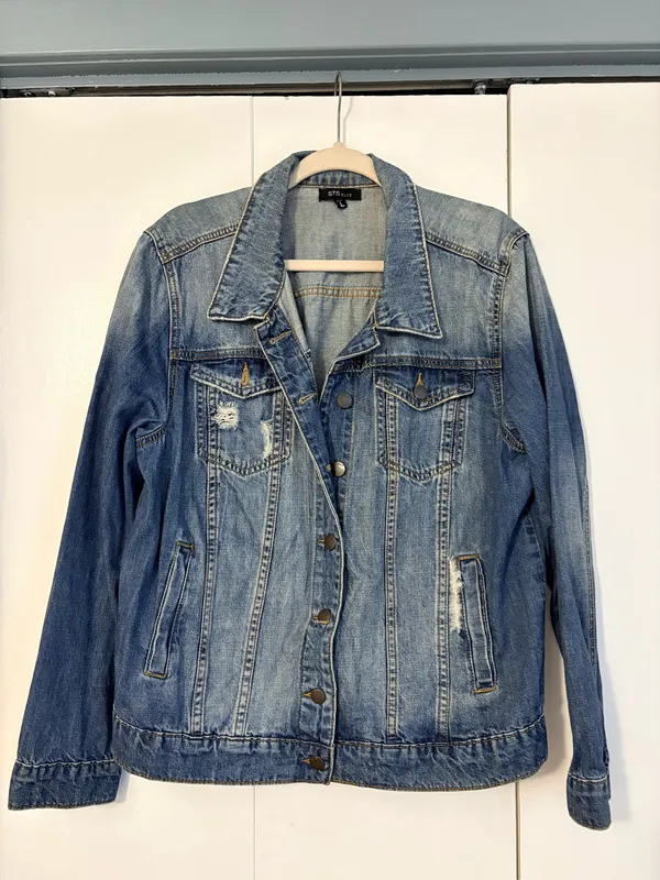 Medium Wash Denim Denim Jacket Blue Size L - Image 3
