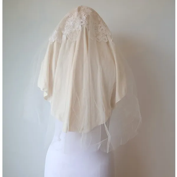 1974 Vintage Bianchi Silk Qiana Wedding Gown Lace Pearl Hood Veil Bridal Dress - Image 6