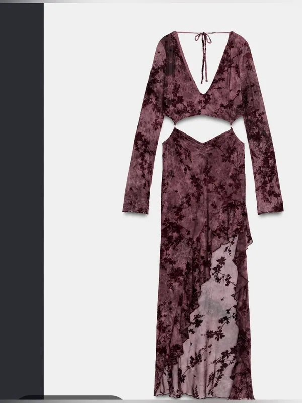 Zara ASYMMETRIC FLOCKED TULLE CUT OUT DRESS - Image 5
