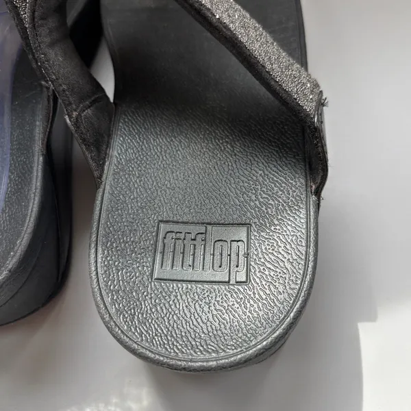 Fitflop Lulu‎ Glitter Womens Size 10 Black Glitter Top Thongs Flip Flop Sandals - Image 5