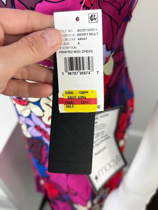 Adrianna Papell Berry Multi Printed Midi Dress - Image 4