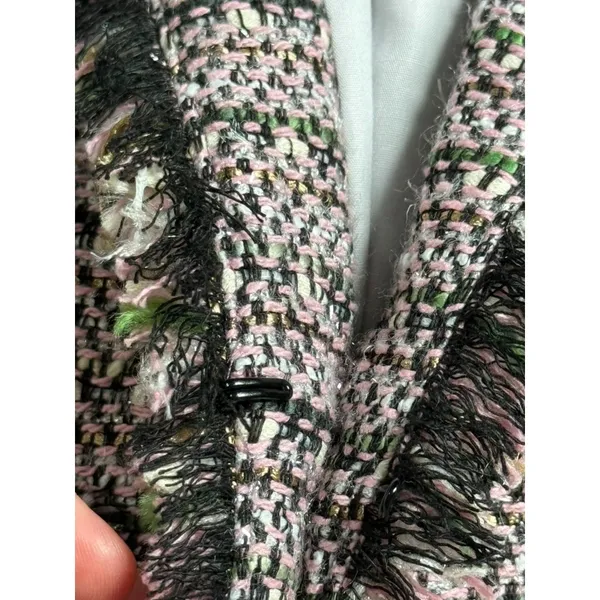 EUC Women Boden Pink Black Tweed 3/4 Sleeve Blazer jacket workwear pocket Size 8 - Image 9