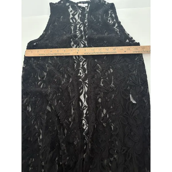 LuLaRoe Lace Open Front Duster Size S Black Cardigan Vest Rave Festival Witchy - Image 10