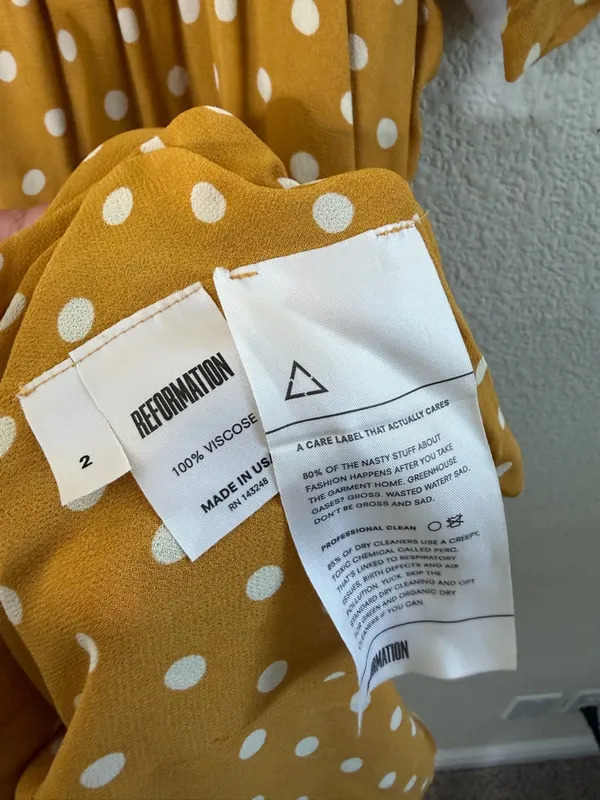 Reformation‎ Arlene Dress Yellow Polka Dot Womens Size 2 - Image 8