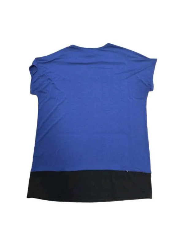 J Jill Womens Knit Blouse Top Blue Black Colorblock Wearever Tunic Size Medium - Image 3