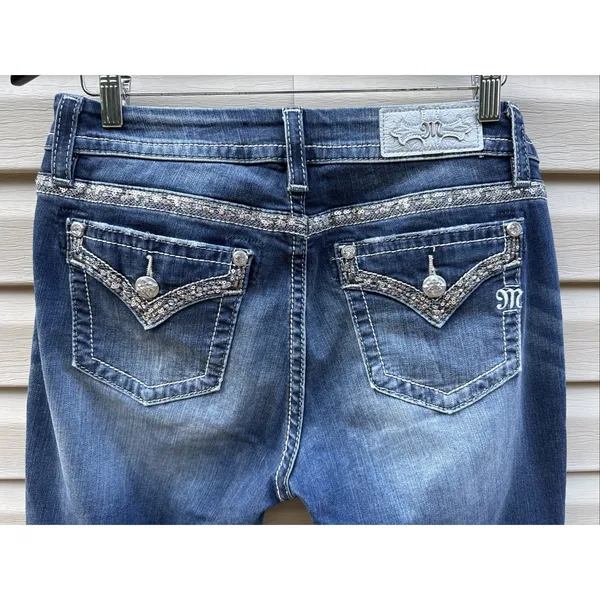 Miss Me Denim Blue Jeans Mid Rise Crop Women's Size 30 - Image 2