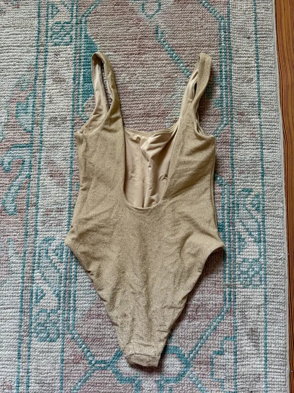 aerie gold sparkly one piece swimsuit - Image 2
