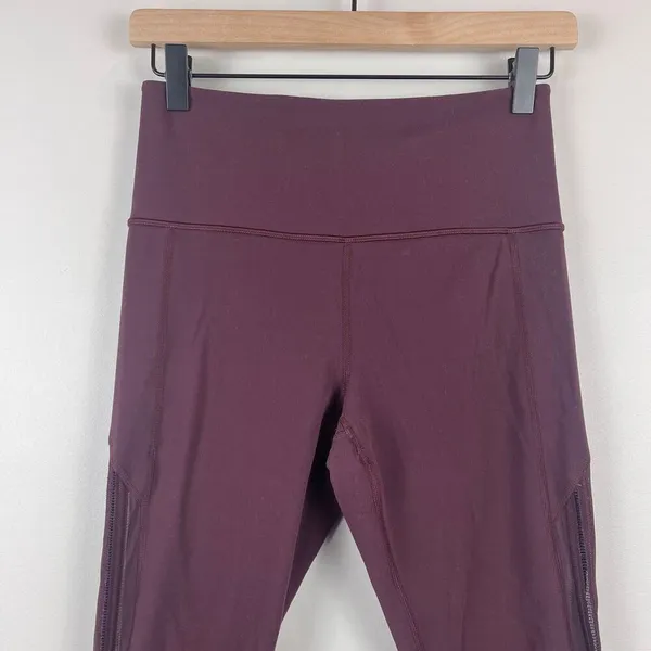Athleta Leggings Womens Small Maroon Shakti Mesh 7/8 Tight High-Waist Activewear - Image 4