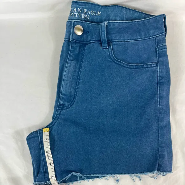 American Eagle Outfitters Blue Stretch Hi-Rise Shortie Shorts Womens Size 12 - Image 6