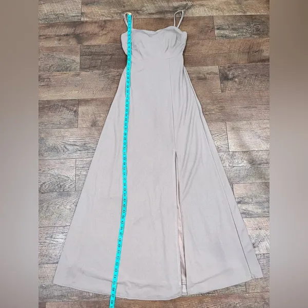 Birdy Grey Benny Dress in Crepe Taupe Bow Back Gown - Image 14