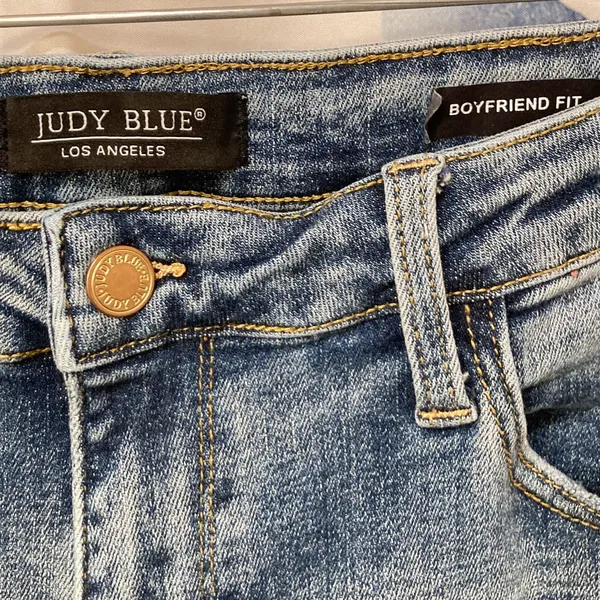 Judy Blue Los Angeles Distressed Boyfriend Fit Raw Hem Jeans Women's Size 15/32 - Image 3