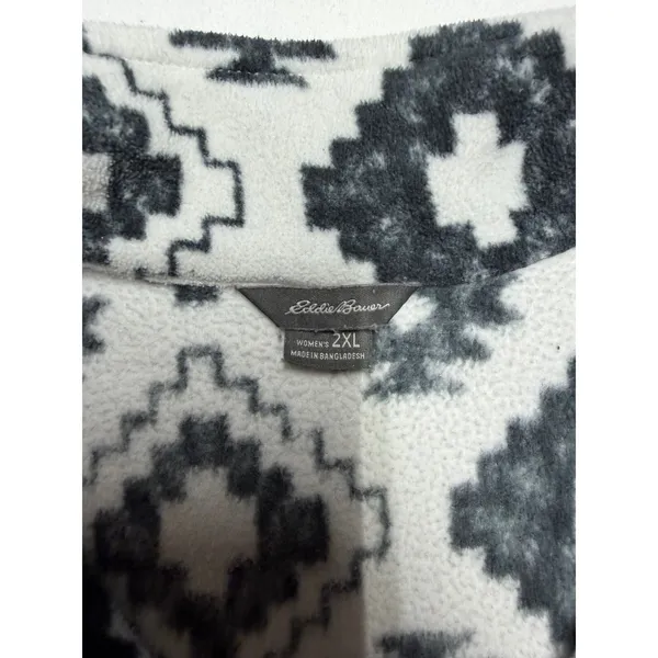 Eddie Bauer Women‎ 2XL Fleece Pullover Quarter Zip Geometric Southwest Pattern - Image 3
