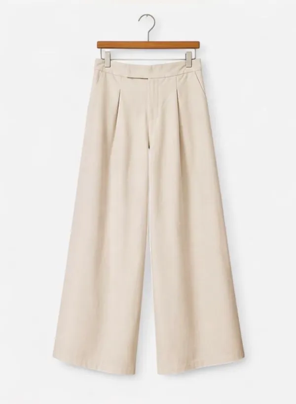 ✨ Women’s Cream High-Waisted Wide-Leg Pleated Trousers (Size M) ✨ - Image 3
