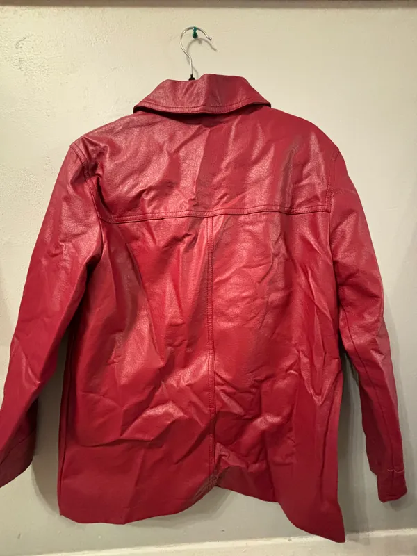 Garage Red Faux Leather Jacket - Image 4