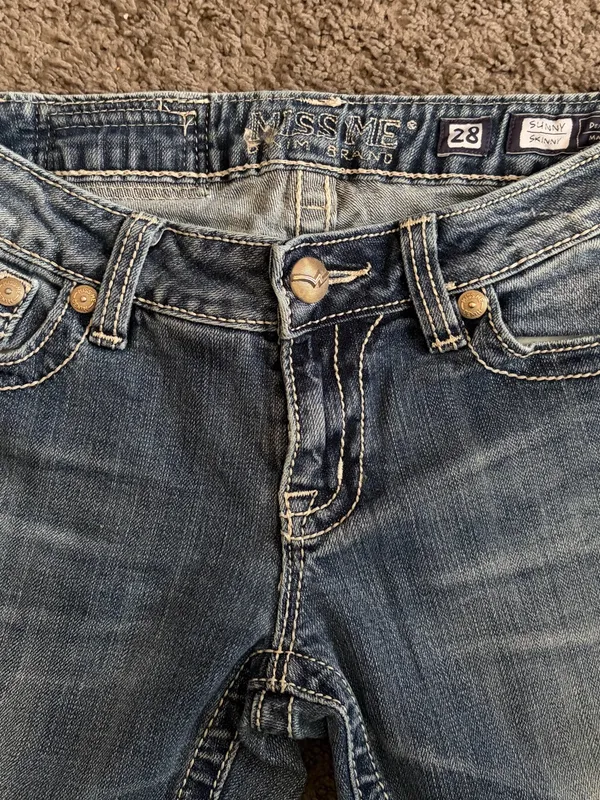 Miss Me Sunny Skinny Jeans 29 Medium Wash Distressed Western Rock Grunge Y2K 90s - Image 2