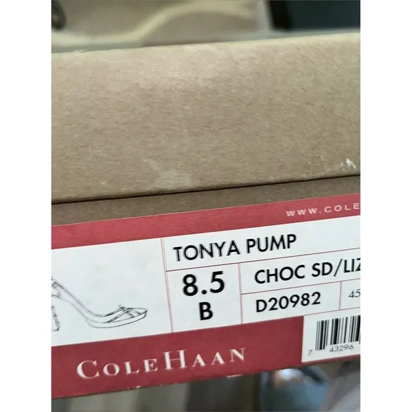 Vintage y2k Cole Haan Brown High Heels Gold Buckle Slingback Shoes Peep Toe - Image 3