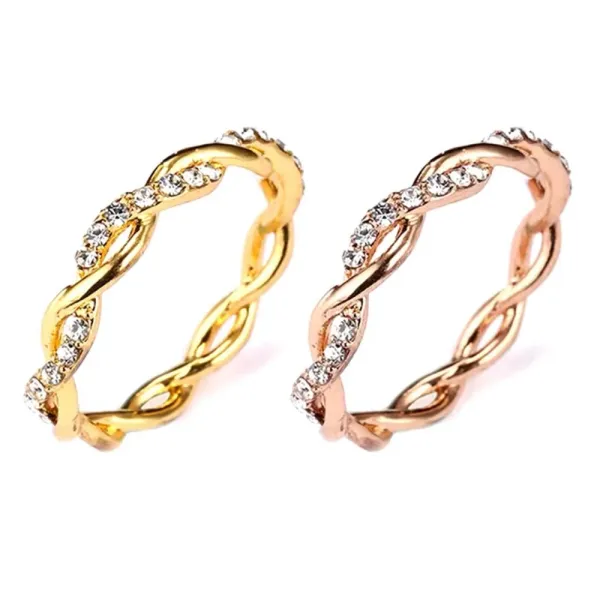 NEW 14k Rose Gold-Plated S925 Simulated Diamond Eternity Twist Ring, Size 7.5‎ - Image 6