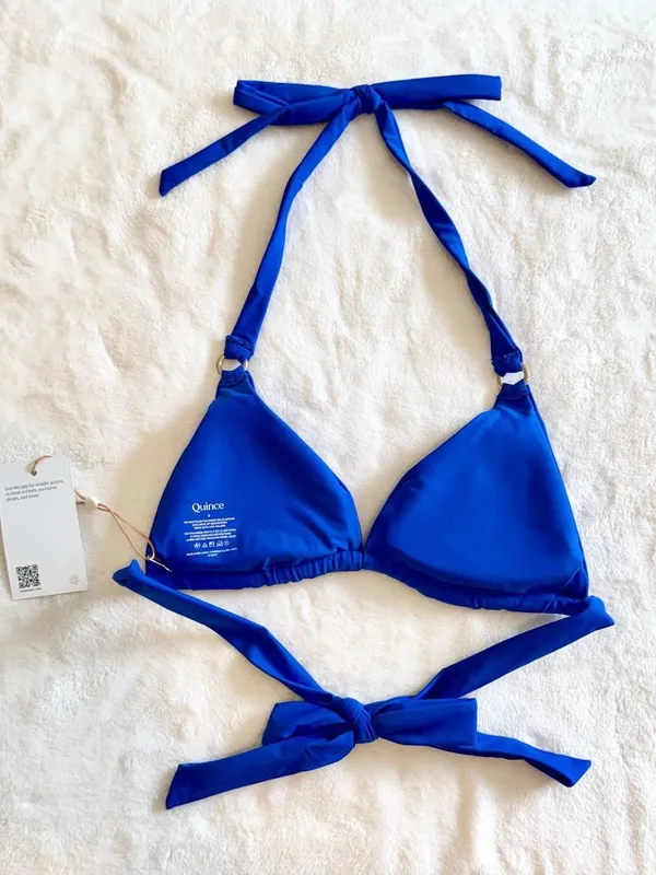 NWT Quince Italian Full Coverage Ring Triangle Bikini Top in Electric Blue - S - Image 6