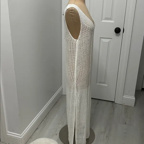 Zara White Crochet Cover Up Maxi Dress - Image 3