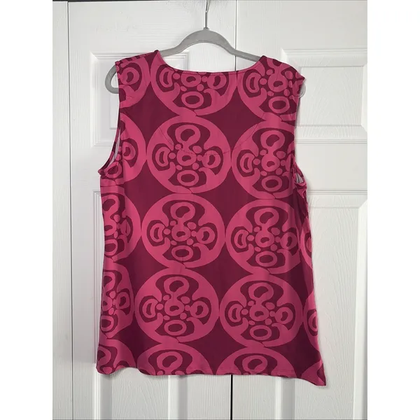 Sunsets & Sweet Tea Geometric Mesh Top Womens Size XL Pink Y2K Sleeveless Travel - Image 3