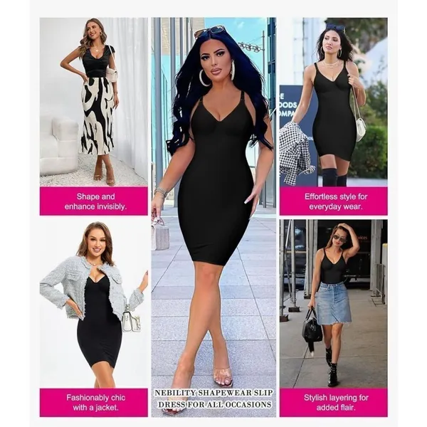 NEW Underwire Shapewear Dress Full Slip Tummy Control L - Image 7