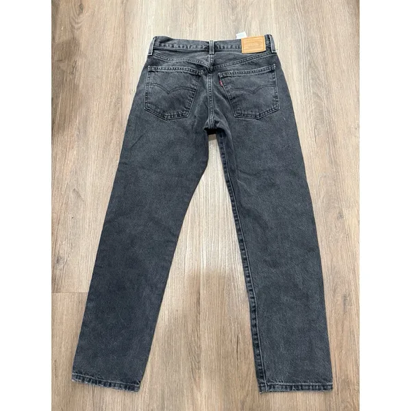 LEVIS BLACK JEANS WOMENS‎ 26 middy straight PREMIUM COTTON DENIM BUTTON - Image 3