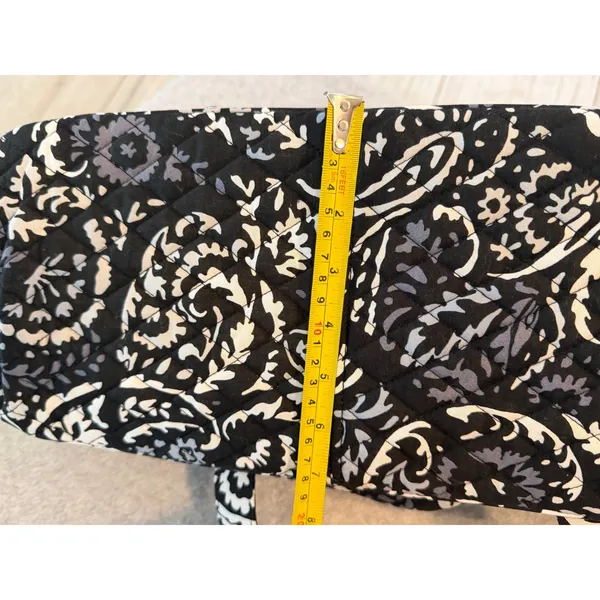 Vera Bradley Quilted Cotton Paisley Handbag Black White Grey Zip Satchel Bag - Image 6