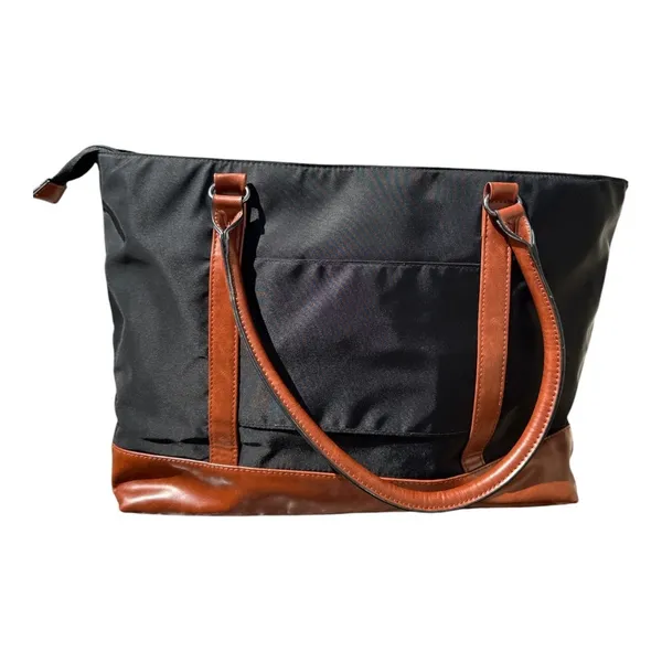 Relavel Laptop Tote Bag Black Nylon Brown Trim USB Charging Port Work Briefcase - Image 9