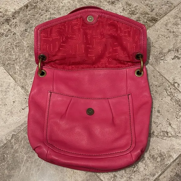 Fossil Long Live Vintage Leather Shoulder Bag SHB5054 Pink Pebbled Leather - Image 4