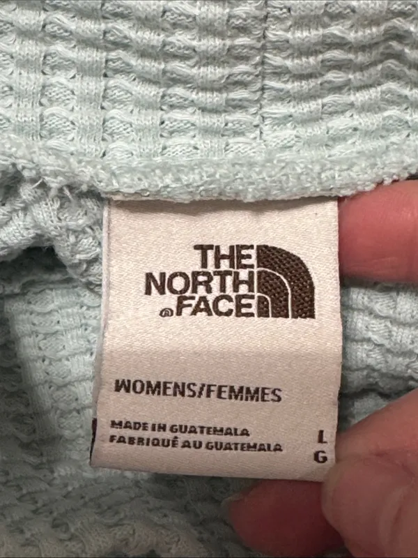 The North Face Pale Aqua Waffle Mock Neck Chabot Sweatshirt Hiking Outdoors sz L - Image 9