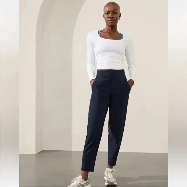 Athleta Brooklyn Ankle High-Rise Blue Casual Activewear Pull On Pant, 6 - Image 11