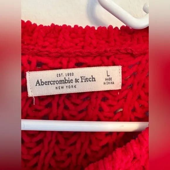 Abercrombie & Fitch SZ L Womens Bright Red‎ Open Weave - Image 6