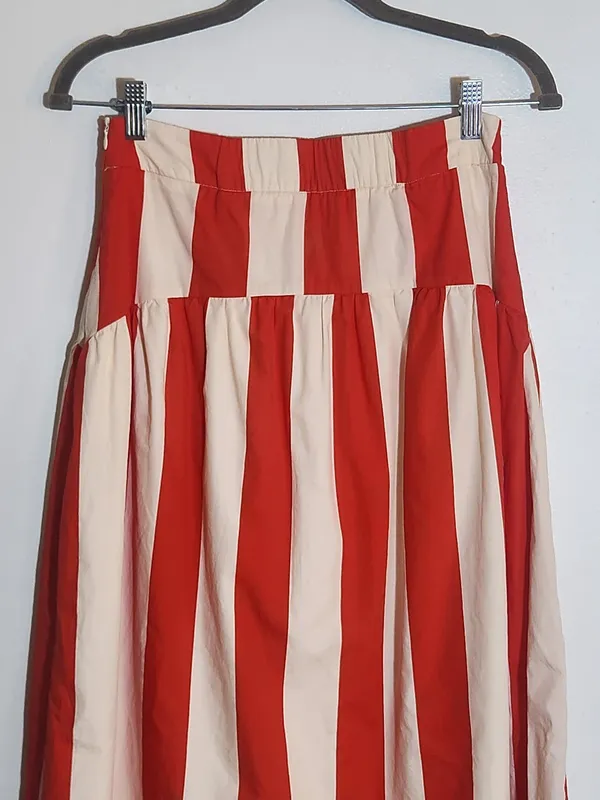 Avara Red and Cream Stripe Midi Skirt Size 6 - Image 5